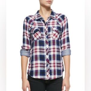 RAILS Women's Plaid Double Woven Tencel Blend Button-Up Long Sleeve Shirt Size M